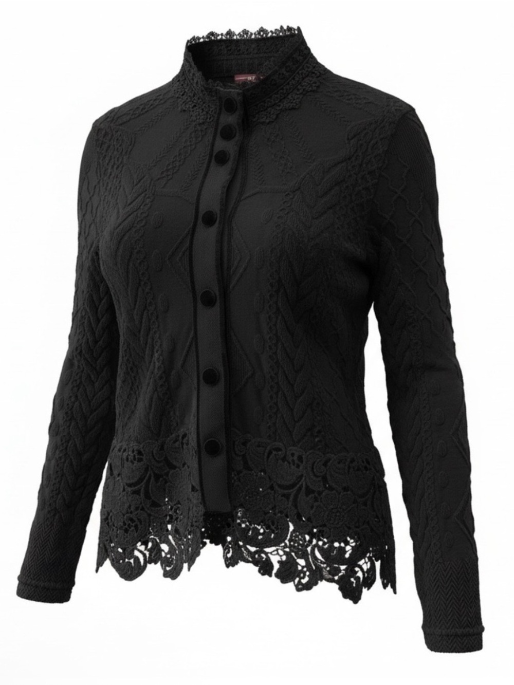 HIGH TECH by Claire Campbell Gothic Lagenlook Black Lace Asymmetrical Velvet Top